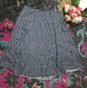 Max Studio Skirt Peasant Polkadot Navy White sz M
